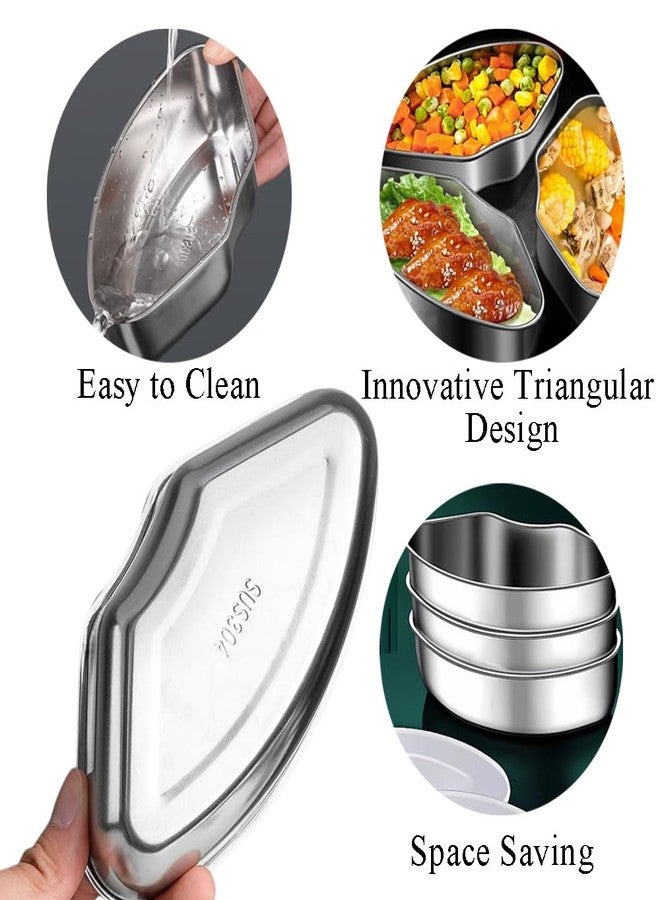 Ouliget Stainless Steel Triangular Food Steamer Box,Tray Dishes Box Tray Set With Plastic Cover,Mini Steamer Cookers Insert Pot Food Holder,3Pieces - Image 3
